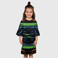 Платье клеш для девочки Мазки цветной краской paint strokes abstract, цвет: 3D-принт — фото 2