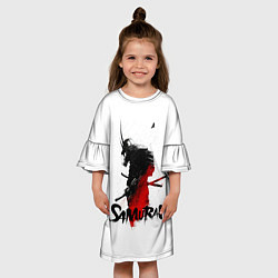 Платье клеш для девочки Самурай В Противогазе, цвет: 3D-принт — фото 2
