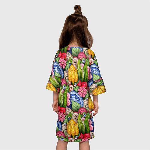 Детское платье Тюльпаны объемные листья и цветы / 3D-принт – фото 4