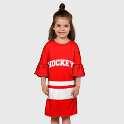 Платье клеш для девочки Hockey - две волосы, цвет: 3D-принт — фото 2