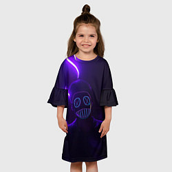 Платье клеш для девочки Неоновый анонимус во тьме, цвет: 3D-принт — фото 2
