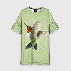 Платье клеш для девочки Одинокая колибри, цвет: 3D-принт