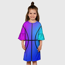 Платье клеш для девочки Градиентный баскетбольный мяч, цвет: 3D-принт — фото 2