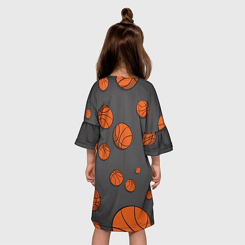 Детское платье Летящие баскетбольные мячики / 3D-принт – фото 4