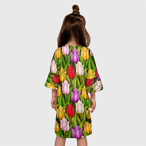Детское платье Объемные разноцветные тюльпаны / 3D-принт – фото 4