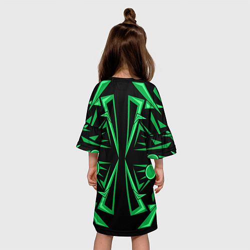 Детское платье Геометрический узор зеленый geometric / 3D-принт – фото 4