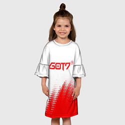 Платье клеш для девочки Got7 - красная абстракция, цвет: 3D-принт — фото 2