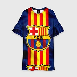 Платье клеш для девочки Фк Барселона Лого, цвет: 3D-принт