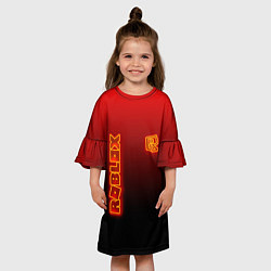 Платье клеш для девочки Roblox светящийся логотип, цвет: 3D-принт — фото 2
