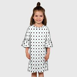 Платье клеш для девочки Бирюзовые, черные звезды на белом, цвет: 3D-принт — фото 2