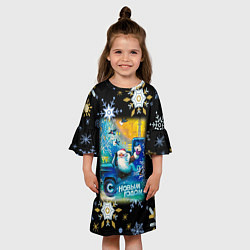 Платье клеш для девочки Новый Год Дед Мороз Развозит Подарки, цвет: 3D-принт — фото 2