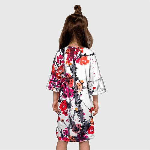 Детское платье Живописная ветка сакуры / 3D-принт – фото 4