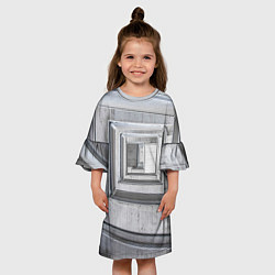 Платье клеш для девочки Абстрактная спираль из блоков, цвет: 3D-принт — фото 2
