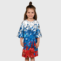 Платье клеш для девочки Полигональный флаг России!, цвет: 3D-принт — фото 2