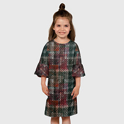 Платье клеш для девочки Черный сетчатый узор на гранжевом фоне, цвет: 3D-принт — фото 2