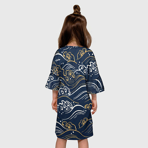 Детское платье Японский узор волны / 3D-принт – фото 4