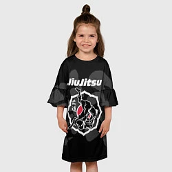 Платье клеш для девочки Jiu-jitsu throw logo, цвет: 3D-принт — фото 2