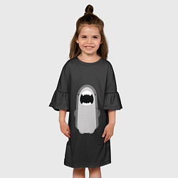 Платье клеш для девочки Акула Черный фон, цвет: 3D-принт — фото 2