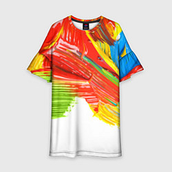 Платье клеш для девочки Смелые мазки масляной краски, цвет: 3D-принт