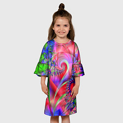 Платье клеш для девочки Фракталы нежных оттенков, цвет: 3D-принт — фото 2