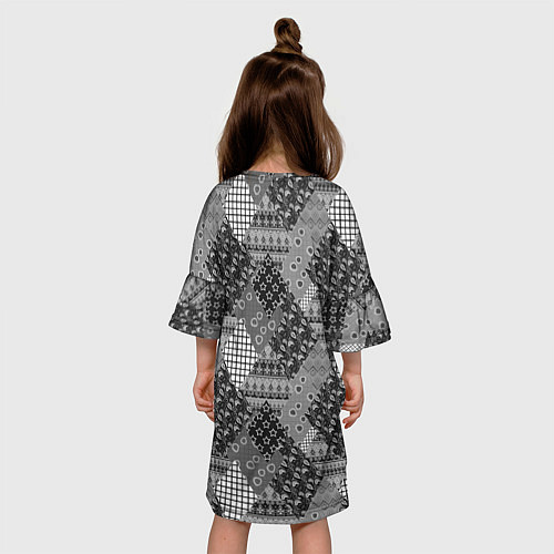 Детское платье Black and White Ethnic Patchwork Pattern / 3D-принт – фото 4