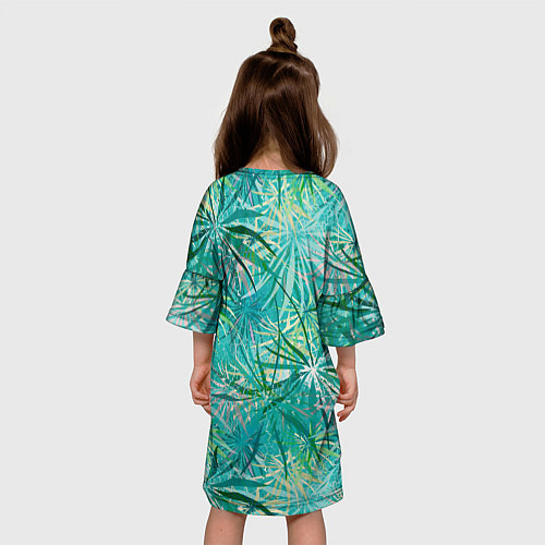 Детское платье Тропические листья на зеленом фоне / 3D-принт – фото 4