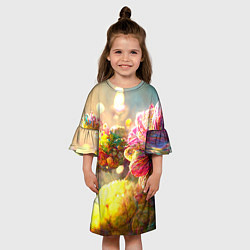 Платье клеш для девочки Цветы абстракция, цвет: 3D-принт — фото 2