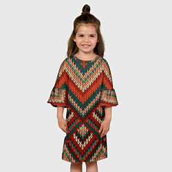 Платье клеш для девочки Вязаная ткань - текстура, цвет: 3D-принт — фото 2