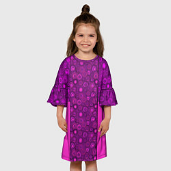 Платье клеш для девочки Розовый комбинированный неоновый узор, цвет: 3D-принт — фото 2