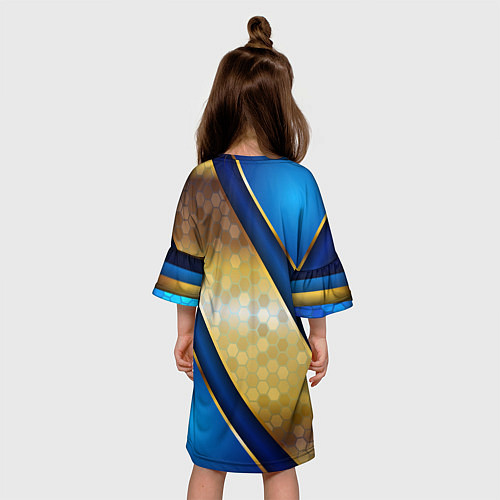 Детское платье Золотой герб России на синем объемном фоне / 3D-принт – фото 4
