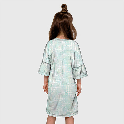 Детское платье Круги на клетчатом серо-белом фоне / 3D-принт – фото 4