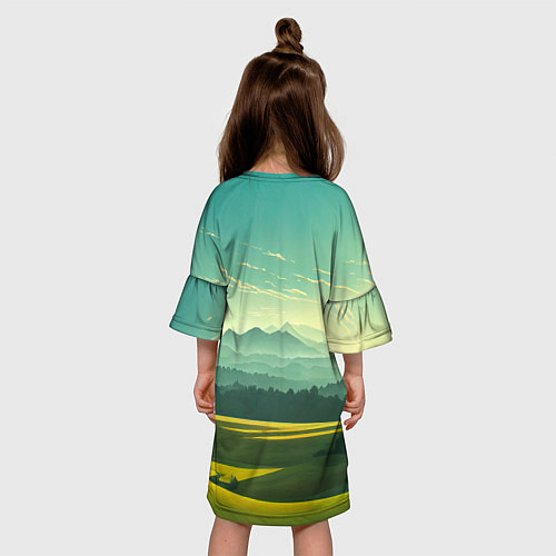 Детское платье Зелёная долина, пейзаж / 3D-принт – фото 4