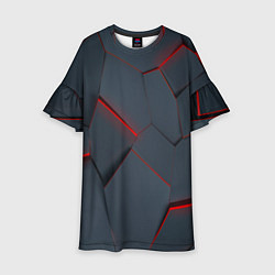 Платье клеш для девочки Геометрический узор треснутого асфальта, цвет: 3D-принт