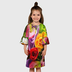 Платье клеш для девочки Прекрасный цветочный букет, цвет: 3D-принт — фото 2