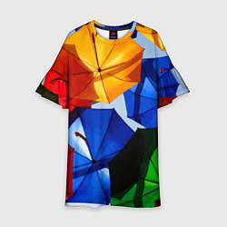 Платье клеш для девочки Разноцветные зонтики, цвет: 3D-принт