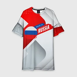 Платье клеш для девочки Welcome to Russia red & white, цвет: 3D-принт