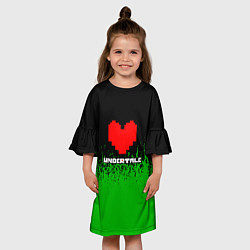 Платье клеш для девочки Undertale - зеленая трава, цвет: 3D-принт — фото 2