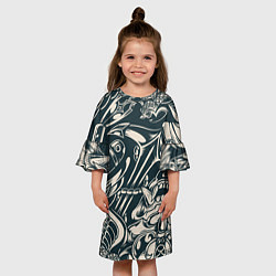 Платье клеш для девочки Японская тату текстура, цвет: 3D-принт — фото 2