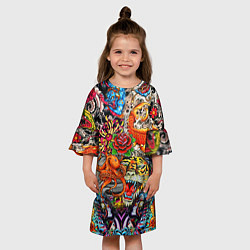 Платье клеш для девочки Красочная иллюстрация, цвет: 3D-принт — фото 2