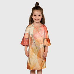 Платье клеш для девочки Осенние прозрачные листья, цвет: 3D-принт — фото 2