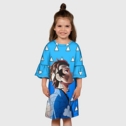 Платье клеш для девочки Танджиро - Клинок - Экзамен, цвет: 3D-принт — фото 2