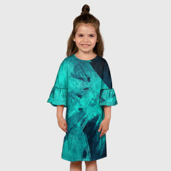 Платье клеш для девочки Текстура малахита, цвет: 3D-принт — фото 2