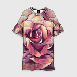 Платье клеш для девочки Крупная роза маслом, цвет: 3D-принт