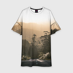 Платье клеш для девочки Дорога в закaт, цвет: 3D-принт