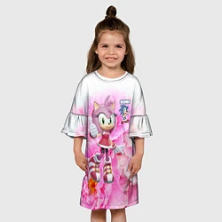 Платье клеш для девочки Sonic - Amy Rose - Video game, цвет: 3D-принт — фото 2