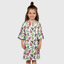 Платье клеш для девочки Кеды разноцветные поп арт, цвет: 3D-принт — фото 2