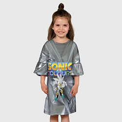 Платье клеш для девочки Silver Hedgehog - Sonic - Video Game, цвет: 3D-принт — фото 2