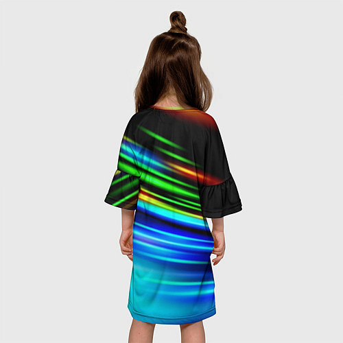 Детское платье Абстрактные неоновые полосы / 3D-принт – фото 4