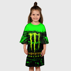 Платье клеш для девочки Monster energy green neon, цвет: 3D-принт — фото 2