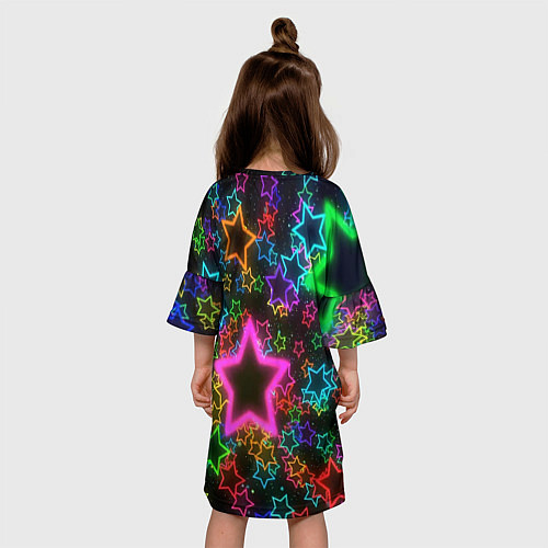 Детское платье Большие неоновые звезды / 3D-принт – фото 4